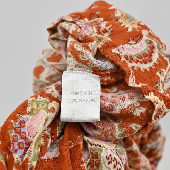 HOUSE OF HARLOW Dress‎ Womens Sz M Rust Floral Print Flutter Sleeve Midi Paisley - Picture 10 of 13